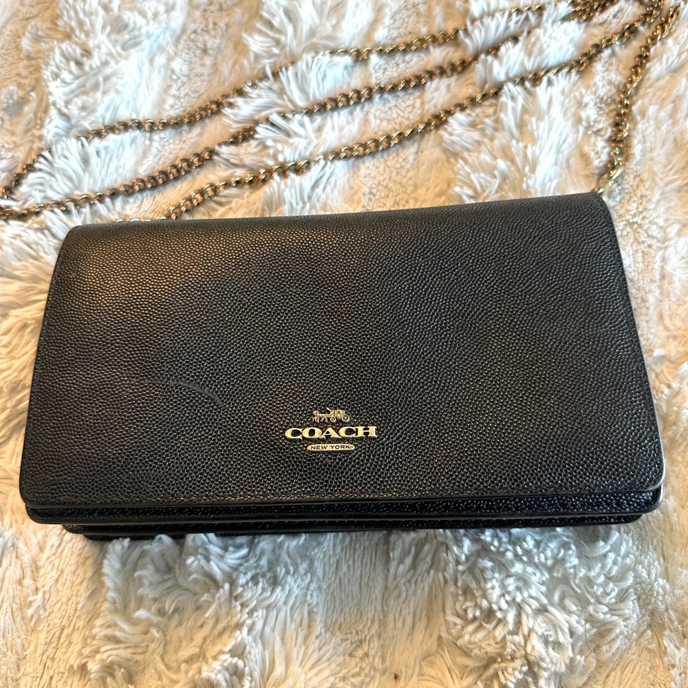 Coach Black Caviar Crossbody on Chain